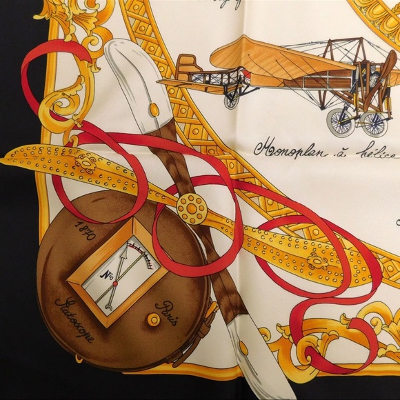 AUTH Celine Airplane Balloon Silk Scarf - Picture 4 of 7